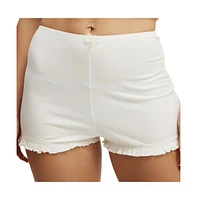 Cotton On Women's Rib Ruffle Short