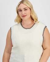 And Now This Trendy Plus Whip-Stitch Sweater Vest, Exclusively at Macy's