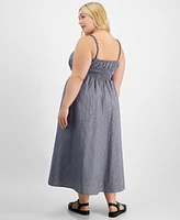 And Now This Plus Striped Smocked-Waist Maxi Dress