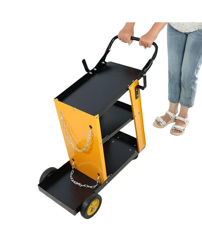 Streamdale Furniture Multi Function 3 tier Welding Cart. gas bottle and accessory storage.Welding Heavy Duty Cart for Tig Mig Welder and Plasma Cutter