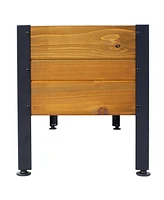 Wood Rectangular Garden Planter Box Raised Bed Outdoor, Planters for Outdoor Plants, Elevated Herbs Vegetables Flowers Great Patio Deck Balcony