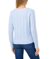 CeCe Women's Embellished Cable Knit Sweater