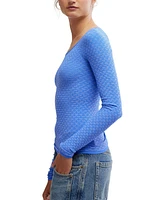 Free People Women's Love Letter Textured Long-Sleeve Top
