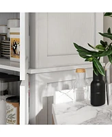 72.5" Freestanding Kitchen Pantry Cabinet, Tall Storage Cabinet with 4 Doors and 2 Adjustable Shelves for Dining Room, White Wood Grain