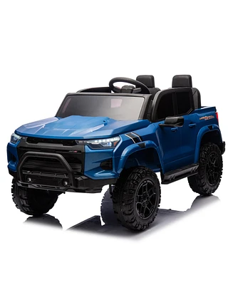 24V10A Two-seater Kids Ride On Electric Pickup, kids ride on toy W/parents remote control,4WD 800W motors, Two Safety belts, High Gate Safety Design,