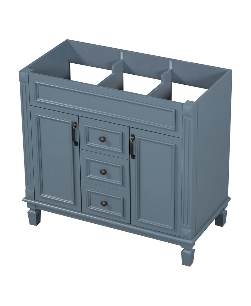 Streamdale Furniture 36" Bathroom Vanity without Top Sink, Royal Blue Cabinet only, Modern Bathroom Storage Cabinet with 2 Soft Closing Doors and 2 Dr