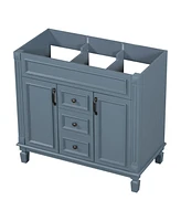 Streamdale Furniture 36" Bathroom Vanity without Top Sink, Royal Blue Cabinet only, Modern Bathroom Storage Cabinet with 2 Soft Closing Doors and 2 Dr