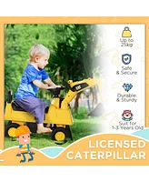 Excavator Ride on Toy, Cat Licensed Kids Manual Pedal Ride on Excavator with Manual Shovel, Horn, Hidden Storage for 18-36 Months Boys and Girls, Yell