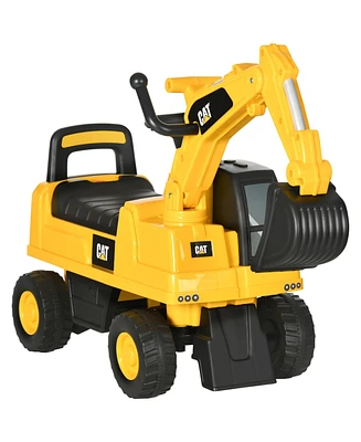 Excavator Ride on Toy, Cat Licensed Kids Manual Pedal Ride on Excavator with Manual Shovel, Horn, Hidden Storage for 18-36 Months Boys and Girls, Yell