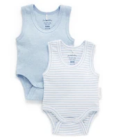 Purebaby Baby Boys Rib Bodysuit 2 pack