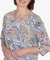 Alfred Dunner Petite Key Items Paisley Short Sleeve Top