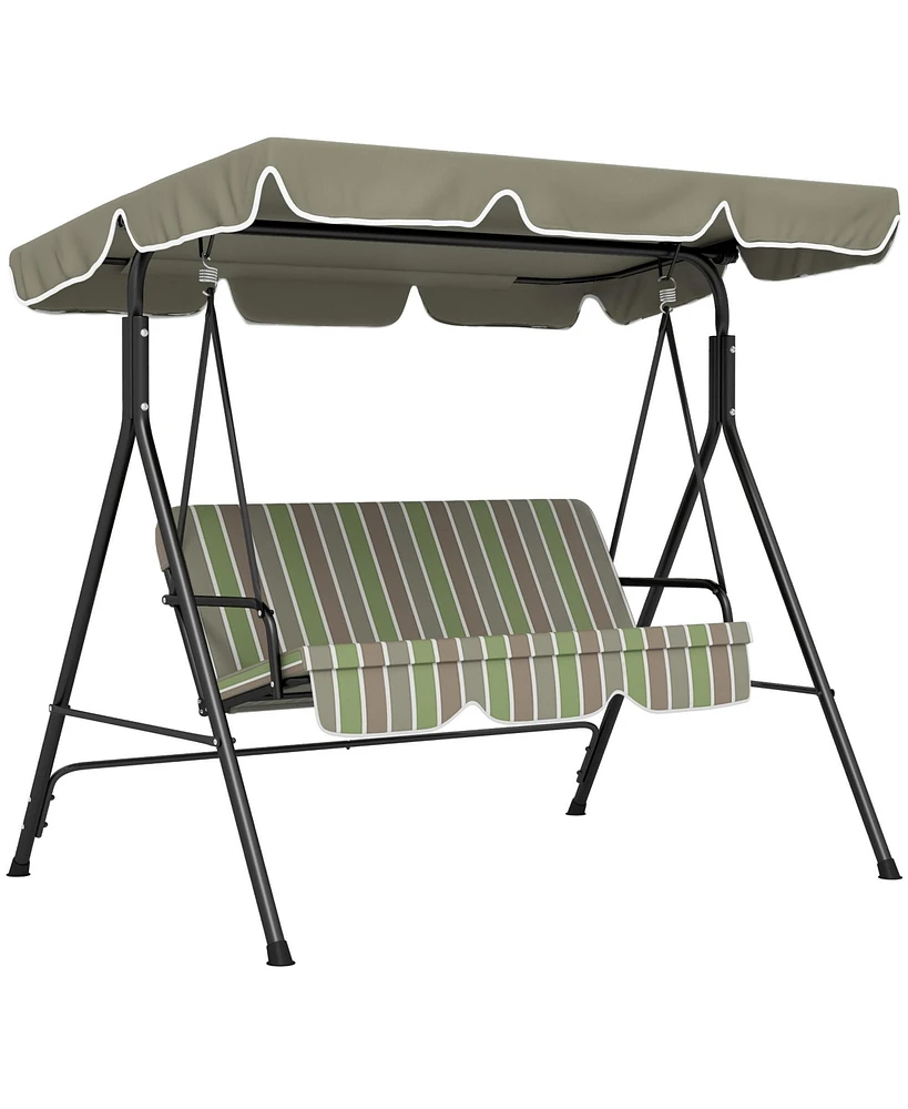 Simplie Fun 3-Seat Outdoor Swing Chair with Removable Cushion & Canopy