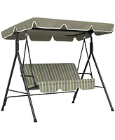 Streamdale Furniture 3-Seat Outdoor Swing Chair with Removable Cushion & Canopy