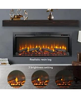 Simplie Fun 44 inch wall recessed electric fireplace with remote and Imitation Flame, Led light heater