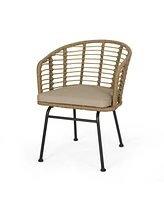 Simplie Fun Modern Wicker Chair With Angled Legs And Water-Resistant Cushions