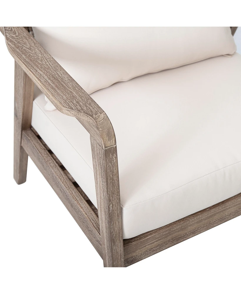 Streamdale Furniture (Set Of 2) Outdoor Acacia Wood Patio Club Chair, Patio Furniture, Waterproof Thick Cushion Deep Seating for Porch, Garden, Backya