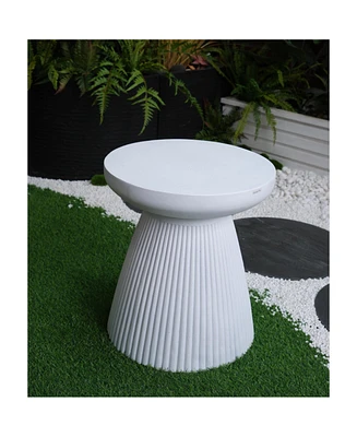 Simplie Fun Decorative Garden Stool, 17.75" H Modern Heavy Duty Patio Sturdy Faux Terrazzo Accent Table Side Table Plant Table for Indoor Outdoor