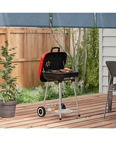 Streamdale Furniture Portable Charcoal Grill with Bottom Shelf, Bbq Smoker with Wheels and Adjustable Vents on Lid for Picnic Camping Backyard Cooking