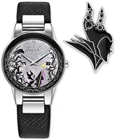 Citizen Eco-Drive Women's Disney Villains Maleficent's Charm Black Leather Strap Watch 30mm Boxed Set