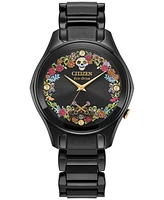 Citizen Eco-Drive Women's Disney Pixar Coco Sugar Skull Black-Tone Stainless Steel Bracelet Watch 37mm