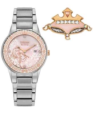 Citizen Eco-Drive Women's Disney Princess Sleeping Beauty Aurora Enchanted Stainless Steel Bracelet Watch 30mm Boxed Set