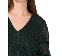 Msk Petite Metallic Lantern-Sleeve Top