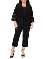 Msk Plus Open-Front 3/4-Sleeve Cover-Up