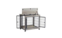 Slickblue Double-Door Furniture Dog Cage Crate on Casters for Easy Mobility and Stylish Pet Housing