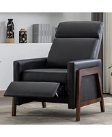 Slickblue Wood-Framed Pu Leather Recliner Chair for Comfortable Relaxation and Stylish Decor