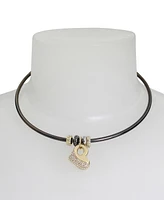 Steve Madden Faux Stone Puffy Heart Charm Wire Necklace - Crystal/Tri