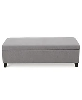 Spacious Storage Ottoman With No Assembly Required In Light Grey