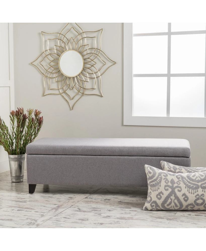 Spacious Storage Ottoman With No Assembly Required In Light Grey