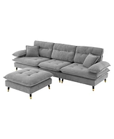 Simplie Fun 10666.5" L shaped Convertible Sectional Sofa,4 Seat Tufted Couch Set with Two