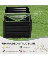 Galvanized Raised Garden Bed Kit with Reinforcing Bars, Large and Tall Metal Planter Box for Vegetables, Flowers and Herbs, 6' x 3' x 2', Black
