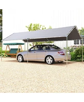 Streamdale Furniture 10'x20' Carport Heavy Duty Galvanized Car Canopy with Included Anchor Kit, 3 Reinforced Steel Cables, Grey