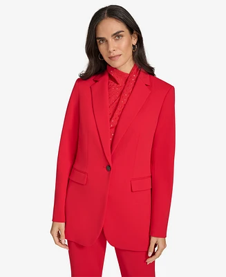 Calvin Klein Petite Notch-Lapel Button-Front Blazer