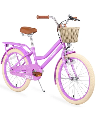 Simplie Fun Multiple Colors, Girls Bike with Basket for 7-10 Years Old Kids,20 inch wheel, No Training Wheels Included