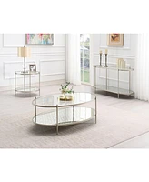 Streamdale Furniture Zaba End Table, Glass Top & Champagne Finish