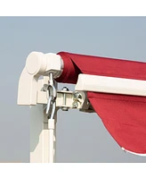 12' x 10' Retractable Awning Patio Awnings Sun Shade Shelter with Manual Crank Handle, 280g/m Uv & Water-Resistant Fabric and Aluminum Frame for Deck
