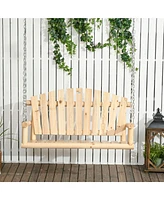2-Seater Porch Swing, Hanging Outdoor Swing Bench with Metal Chains for Deck, Patio, Garden, Backyard