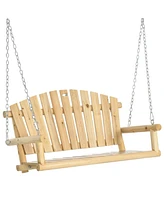 Simplie Fun 2-Seater Porch Swing, Hanging Outdoor Swing Bench with Metal Chains for Deck, Patio, Garden, Backyard