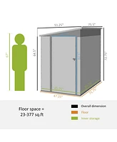 4' x 6' Metal Outdoor Storage Shed, Lean to Storage Shed, Garden Tool Storage House with Lockable Door and 2 Air Vents for Backyard, Patio, Lawn, Whit