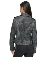 Dkny Jeans Women's Leather Moto Jacket - BLK