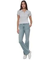 Dkny Jeans Women's Short-Sleeve Ribbed Knit Polo Shirt