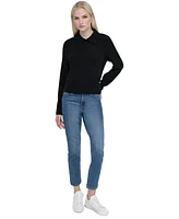 Dkny Jeans Women's Collared Raglan-Sleeve Sweater