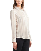 Bcx Juniors' Solid Satin Shadow Striped Long-Sleeve Blouse