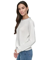 Dkny Jeans Women's Rhinestone Collar Crewneck Sweater - IVY