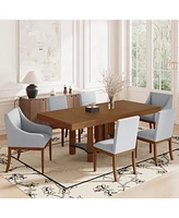 Streamdale Furniture Rustic 7-Piece 76.4inch Extendable Dining Table Set with 18inch Removable Leaf, 2 Arm Chairs and 4 Armless Chairs, Brown