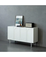 4 Door Cabinet, Modern Accent Cabinet, Sideboard Buffet Cabinet, Entryway Cabinet with Storage for Living Room, Dinning Room, Cream White