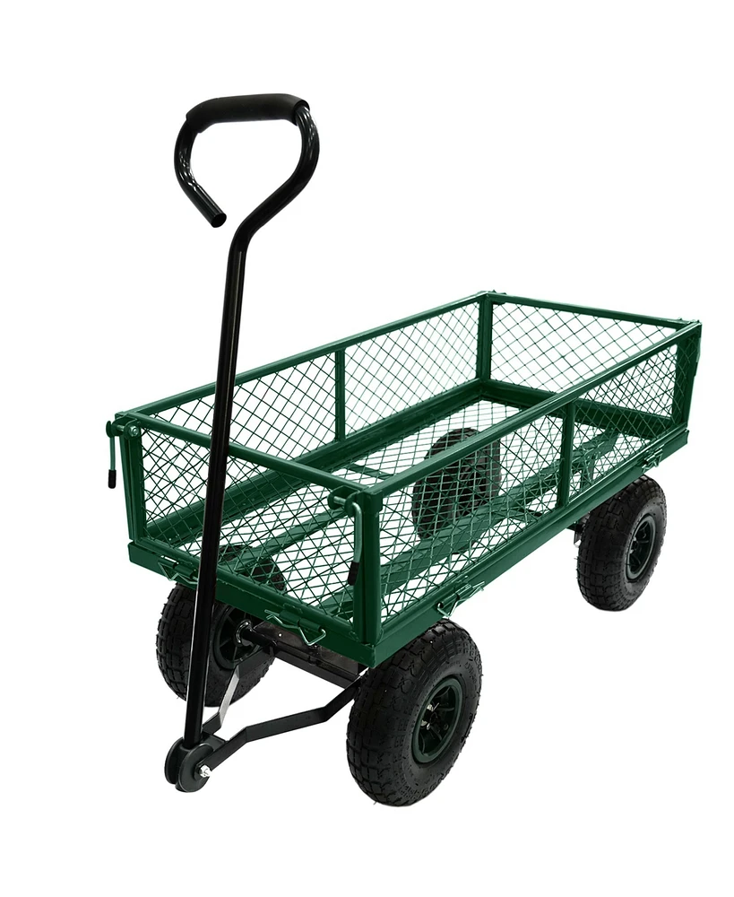 Streamdale Furniture 3 cu. ft. 300 lbs. Capacity Removable Sides Metal Steel Mesh Heavy Duty Utility Wagon Outdoor Garden Cart in